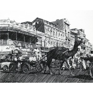 Zameer Hussain, untitled 8 X 10 Inch, Pencil on Paper, Cityscape Painting -AC-ZAH-039